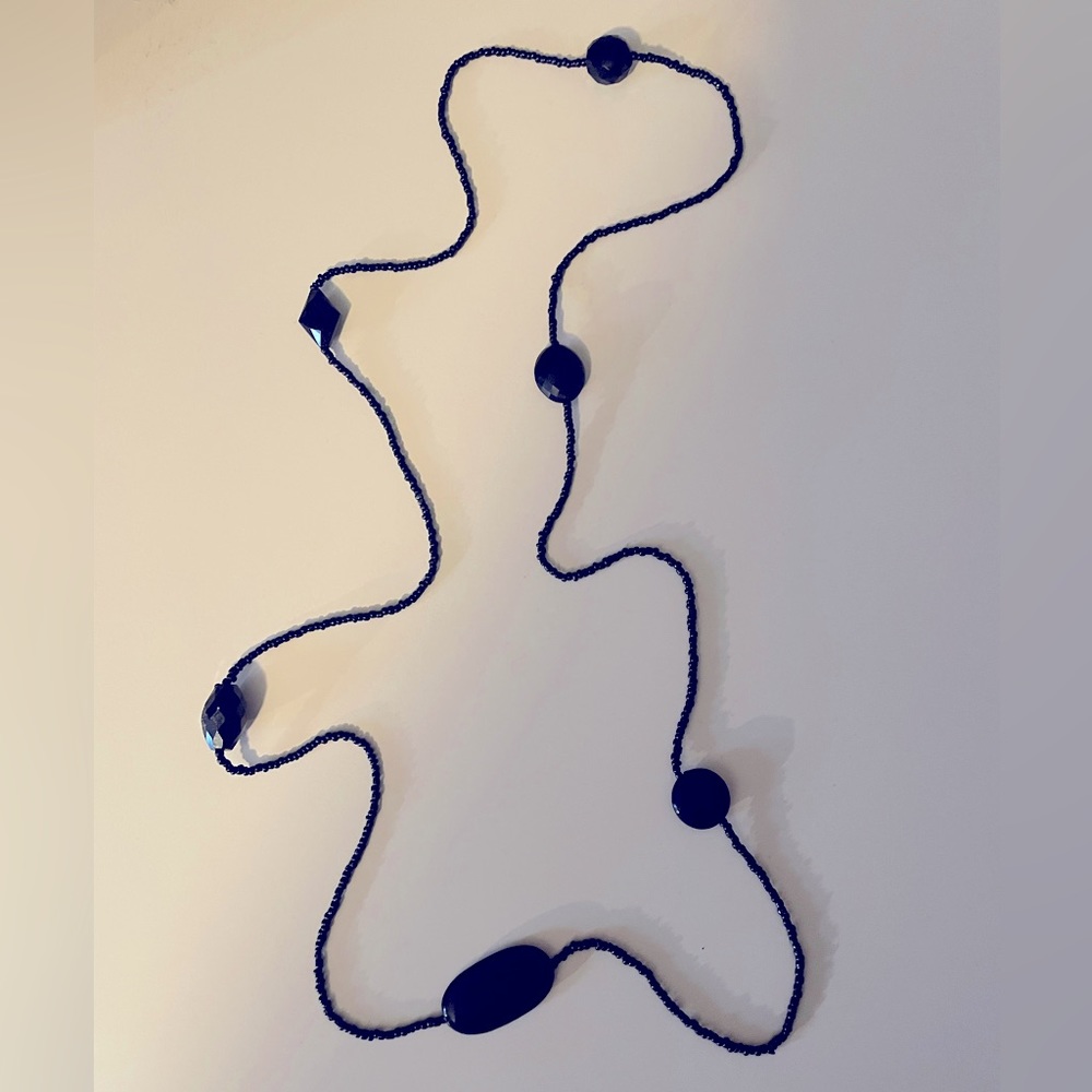 Black Beaded Long Necklace